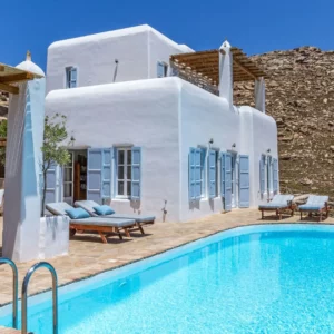 Agrari Beach - Vue de la villa et de la piscine - Location de maison de vacances, Mykonos