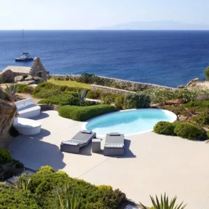 Vue panoramique depuis la villa Talyssa à Mykonos