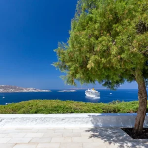 The Olive Grove - Vue de la terrasse sur la mer - Location de villa de vacances - Mykonos