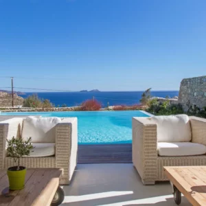 The White Mystic - Vue sur la mer de la piscine - Location de maison de vacances - Mykonos