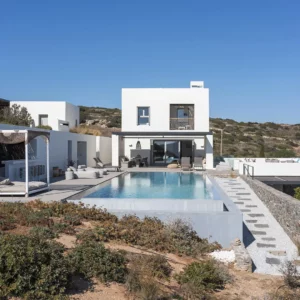 Vue sur Panorama avec sa piscine privée - Location de maison de vacances, à Paros