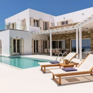 Vue sur l'extérieur avec piscine de Sea Gaze - Location Maison de Vacances -Mykonos