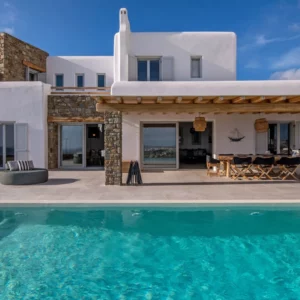 Vue sur la piscine et la villa Stella - Location de maison de vacances, Mykonos