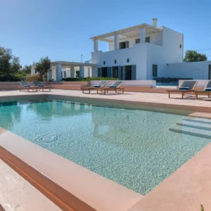 Vue sur la piscine privée et la villa The Seagull-Location Maison de Vacances-Paros