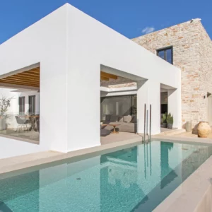 Vue sur la piscine privée de villa Samba - Location de Villa Vacances- Paros