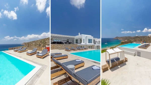 Nouvelle - Vue de la villa et de la piscine - Location de villa de vacances de luxe - Mykonos