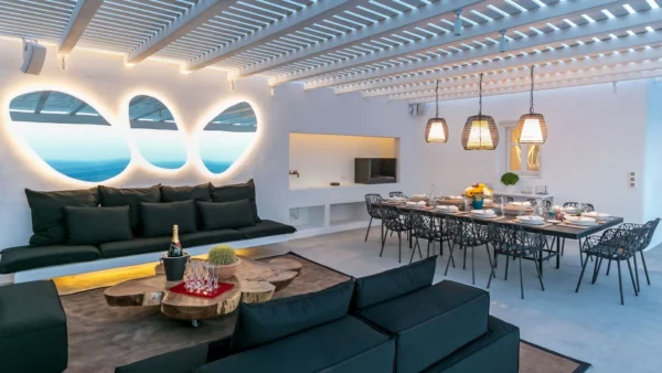 Nouvelle - Vue espace intérieur sur l'extérieur - Location de villa de vacances de luxe - Mykonos