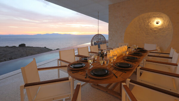 Villa Kedro - Vue de la terrasse sur la mer - Coucher de soleil - Onoliving - Antiparos